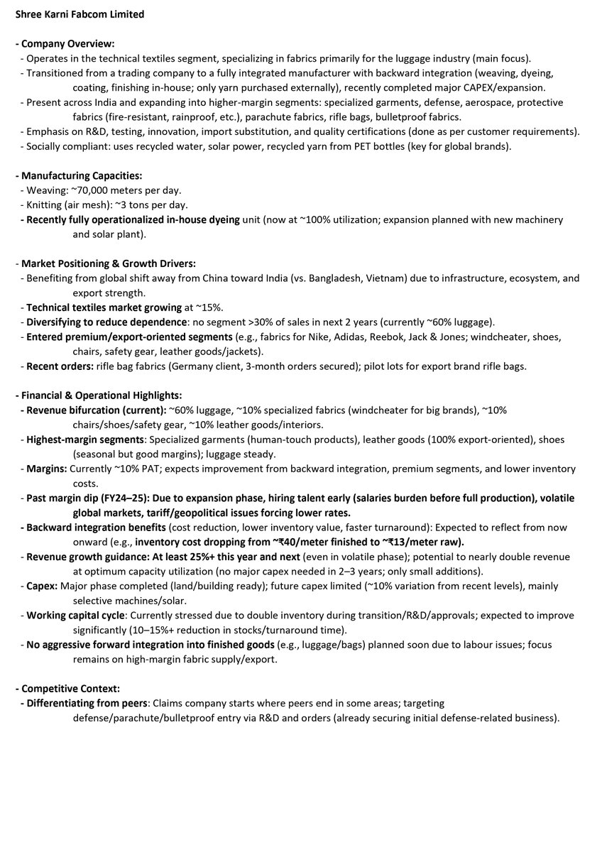 sachprat07's tweet image. Arihant Bharat Connect Conference March '26:

👉Day 3: 

💠Kwality Pharmaceuticals
💠Gabion Technologies India
💠Bhadora Industries
💠Shree Karni Fabcom
💠Oval Projects Engineering

#Kwalitypharma #kpl #gabion #oval #bhadora  #shreekarni #shreekarnifabcom #gtil