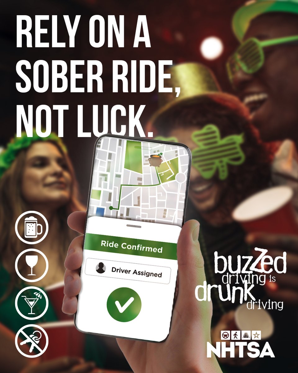 DriveSafeHR's tweet photo. Make your own luck this St. Patrick’s Day by planning a safe, sober ride home. Buzzed Driving Is Drunk Driving. #BuzzedDriving https://t.co/SNHYPINNWI