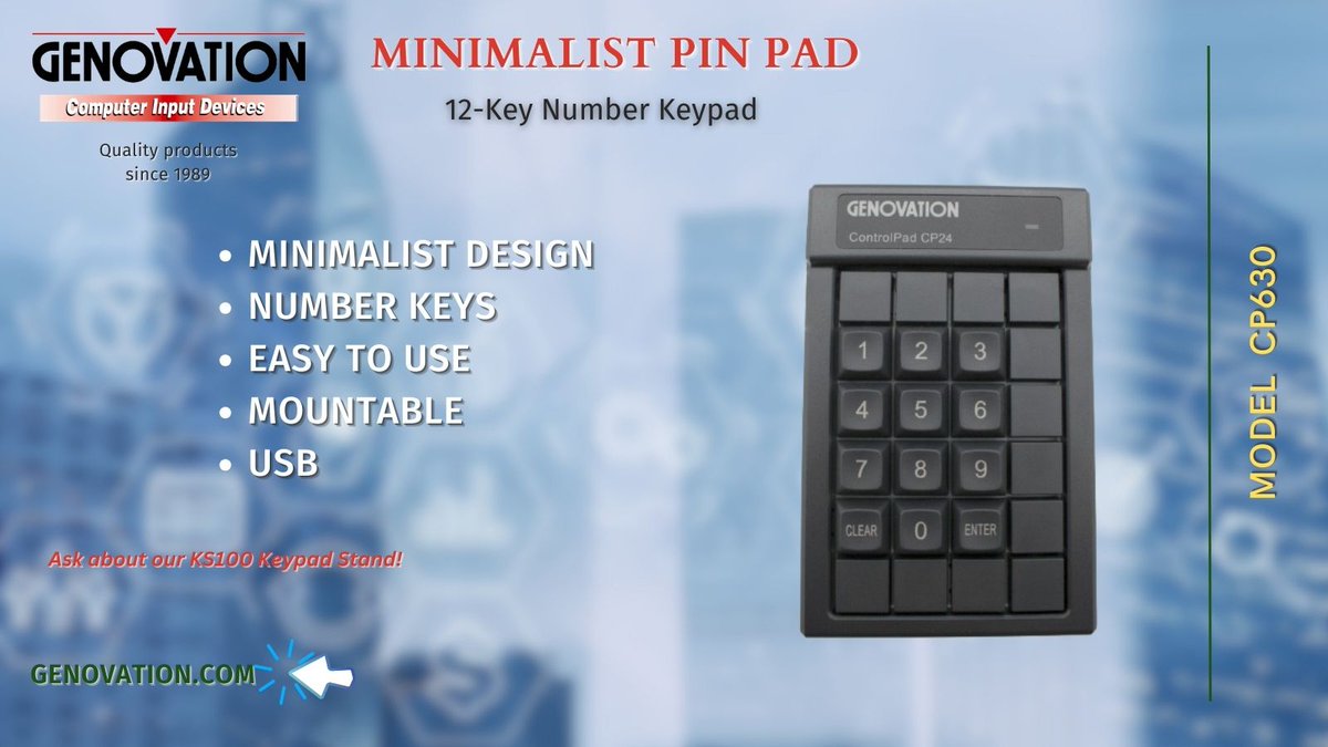 GenovationInc's tweet image. Minimalist PIN Pad by Genovation. Simple, easy to use, plug and play USB.  Genovation.com #numberpad #pinpad #keypad #usbkeypad #numerickeypad #accesscontrol #studentid #Genovation #usb
