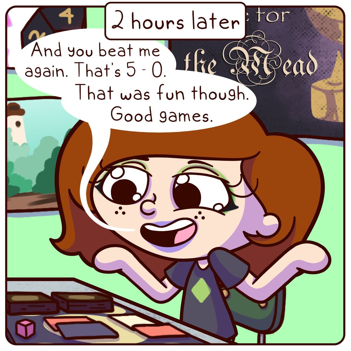 LittleMeComix's tweet photo. I like this game, I never said I was good at it 😆🎲

#comics #comicstrip #gaminglife  #humor #littleanimatedme #MagicMarch #MagictheGatheringCommunity #originalcomic #tabletopgame  #webcomicsofinstagram https://t.co/3BsBaqhYMn