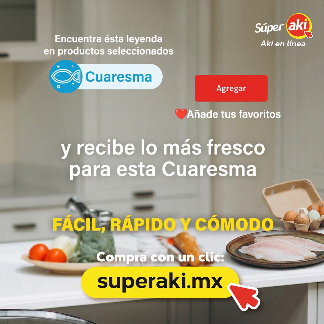 🛒✨ Tus compras de Cuaresma, más fáciles que nunca.

Encuentra todo lo que necesitas para tus platillos de temporada y pídelo con un solo clic. 🐟🦐
Haz tu súper sin filas en superaki.mx 💻📦

Porque comprar en línea… Akí sí te alcanza. 💛