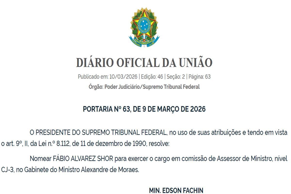 Da pra acreditar? O delegado da PF Fábio Shor, o mesmo que indiciou Jair Bolsonaro, acaba de ser nomeado assessor direto de Alexandre de Moraes no STF.

Em um país sério, isso é o mesmo que o investigador virar funcionário particular do juiz logo após o "serviço".

É como se o