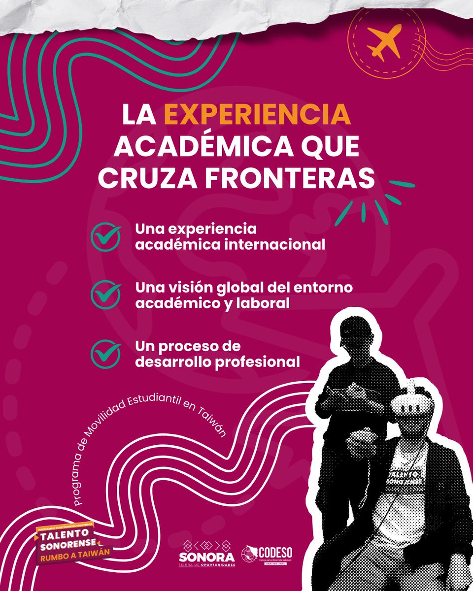 Aprender, innovar y crecer del otro lado del mundo.

Con el programa de movilidad estudiantil a Taiwán, el #PlanSonora impulsa al talento sonorense para formarse donde se construyen las industrias del futuro. ✈️