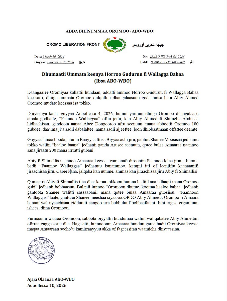 Oromo Liberation Army OLF-OLA tweet media