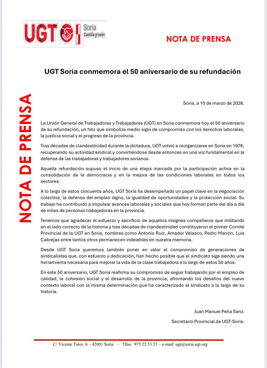 Union Provincial UGT Soria tweet media