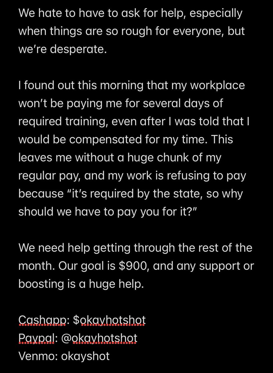 okayhotshot's tweet photo. URGENT!!! Two queers in need of financial assistance!!! PLEASE READ AND RT even if you can't help! #mutualaid https://t.co/2HvHm85DzO