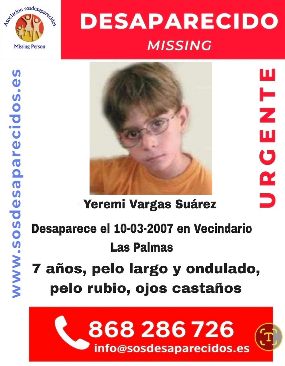 🆘 DESAPARECIDO
⏳ 19 años sin Yeremi. Nunca te olvidaremos
#Desaparecido #Missing #España #sosdesaparecidos 
Síguenos <a href="/sosdesaparecido/">ALERTA DESAPARECIDOS</a>