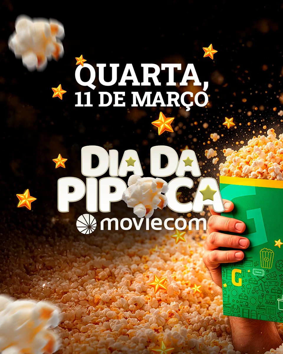 moviecom's tweet photo. 🍿 Dia da Pipoca merece cinema… e muuuita pipoca!
SOMENTE HOJE, 11 de março, você compra a pipoca GRANDE pelo preço da pequena.
⭐ Clientes do Clube de Vantagens e Benefícios Moviecom+ ainda ganham estrelas pra deixar a experiência ainda melhor.
#DiadaPipoca #Moviecom #Pipoca https://t.co/jAd28D7lJP