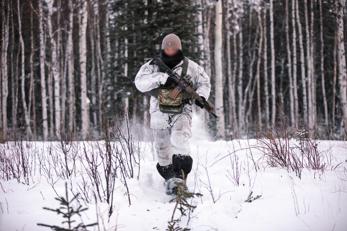 USNorthernCmd's tweet photo. Cold terrain. No shortcuts. ❄️🎿

During #ArcticEdge26, Green Berets train to move, survive, and operate in the unforgiving Arctic environment—building the skills needed to support #HomelandDefense in the High North.

Adapt. Endure. Execute.

#AE26 #ArcticSecurity 
@GoArmy @USSOCOM @socnorth
