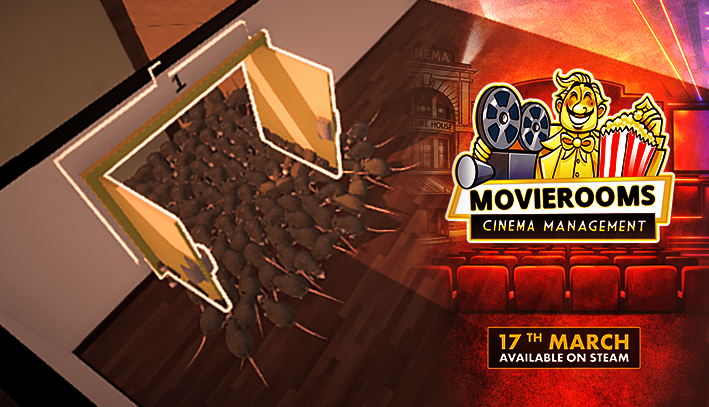 🐭The mice are rushing in… trying to get the best seats!
1 week until Movierooms launches in Alpha Early Access: March 17 on #Steam🎬 
We've just released a Playtest &amp; Free Demo update with fixes and improvements from community feedback.
See you at the Cinema!
#indiegame #tycoon
