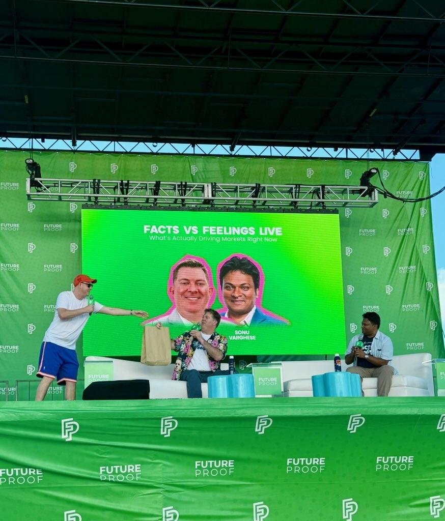 Facts vs Feelings live from <a href="/FutureProof_HQ/">Future Proof</a> was 🔥 

Thanks for inviting us and special thanks to <a href="/michaelbatnick/">Michael Batnick</a> for not only a great introduction, but for dropping off some 🌮 s.