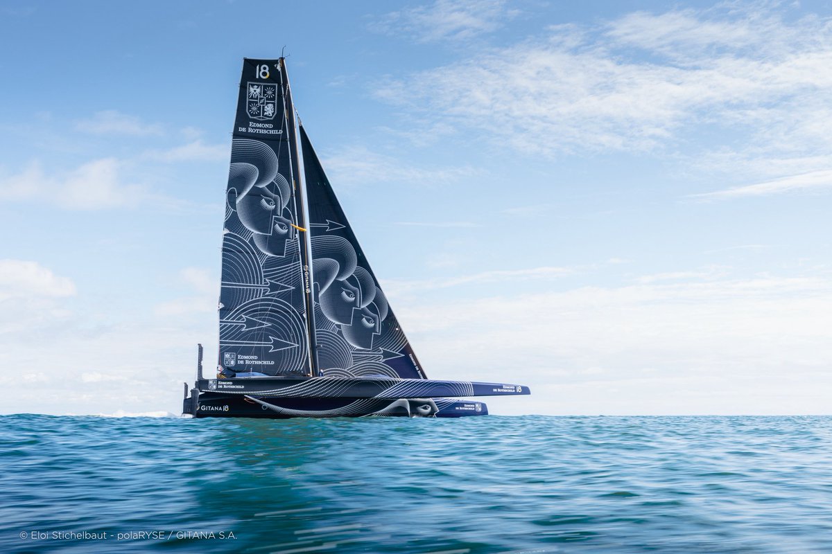 GitanaTeam's tweet photo. ✨ Ces images sous voiles étaient attendues ! Le Maxi Edmond de Rothschild a tiré ses premiers bords cet après-midi au large de Lorient. Un grand moment d’émotion pour tous de découvrir enfin ce nouveau géant des mers sur l’eau. 

📸 E. Stichelbaut / polaRYSE / Gitana S.A. https://t.co/GtenAFwh0w