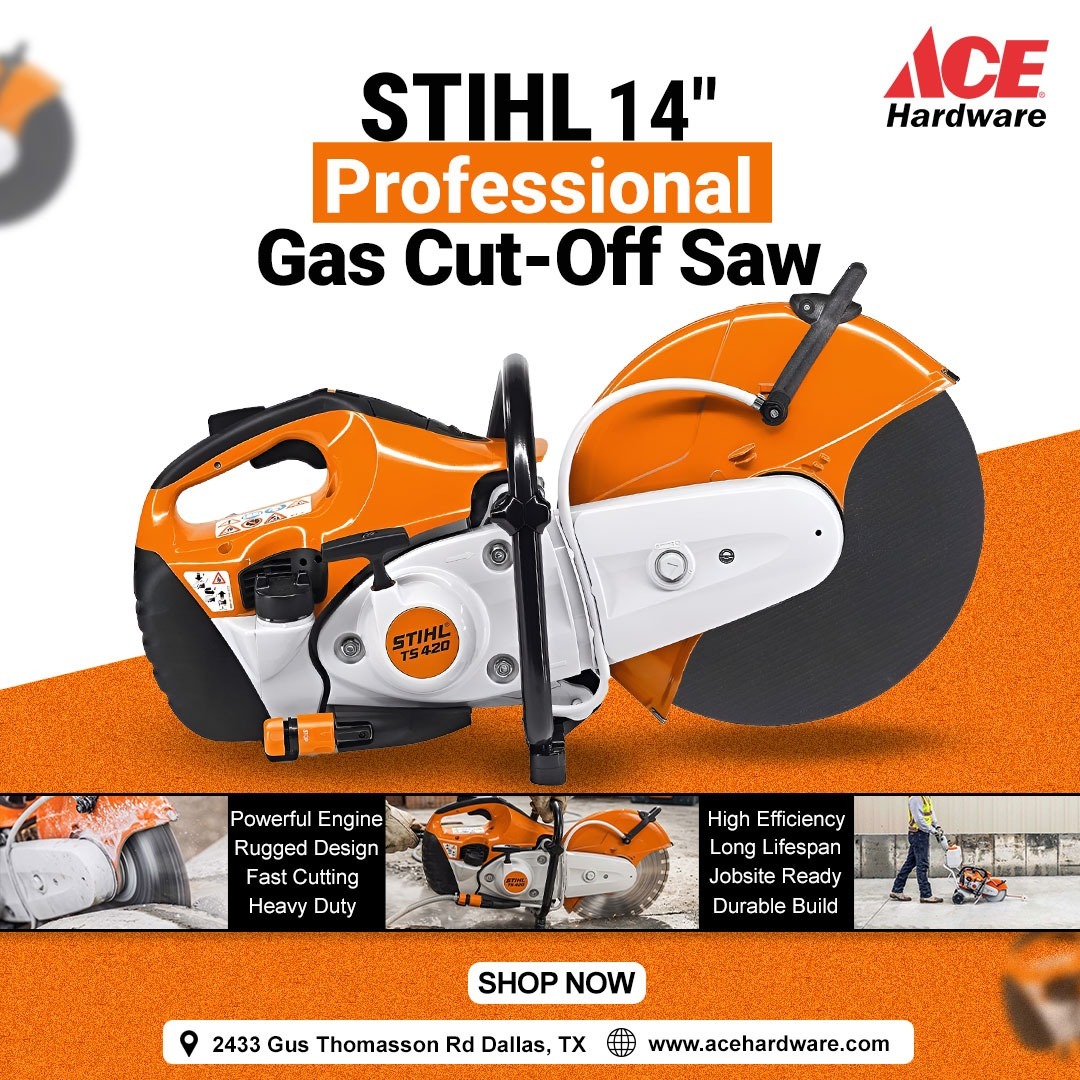Acedallastx's tweet image. 🔧 Built for Power. Designed for Professionals.

Take on the toughest cutting jobs with the STIHL 14” Professional Gas Cut-Off Saw — engineered for performance, durability, and precision.

⚡ Powerful engine for heavy-duty... tools!
acehardware.com

#AceHardware