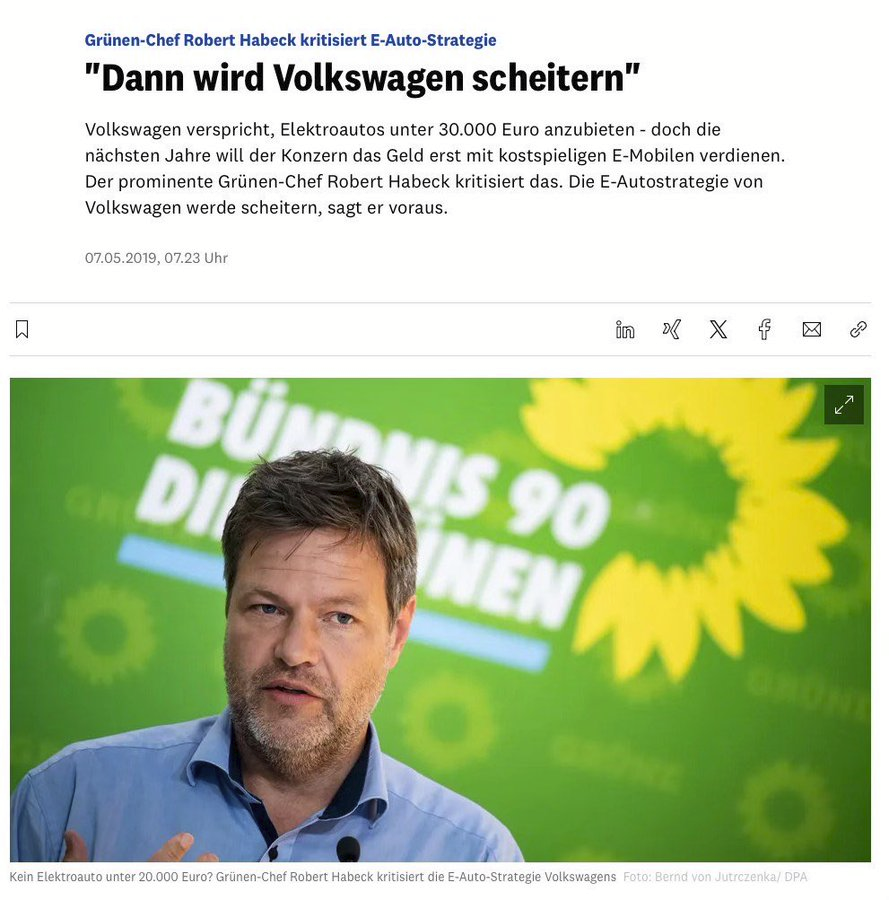 1) Die Grünen warnen VW vor einer falschen Strategie
2) VW pfeift auf die Ratschläge der Grünen
3) die von den Grünen vorausgesagten Folgen treten ein.
4) "die Grünen sind schuld!!!!"