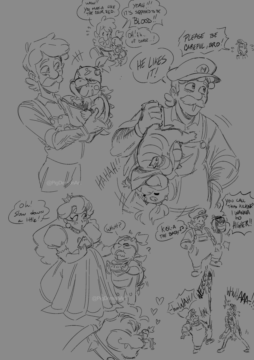 I’m reposting my doodles of Mama Luigi and Bowser Jr. for the holiday…