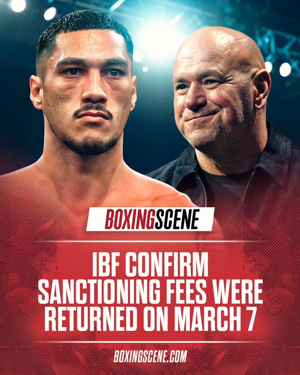 boxingscene's tweet image. The IBF have confirmed that the $73,000 sanctioning fee paid by Sean Gibbons for Opetai-Glanton was returned on March 7.

The fee was returned following the IBF withdrawing sanctioning and one day before the fight took place.

🔗Full details: boxingscene.com/articles/jai-o…