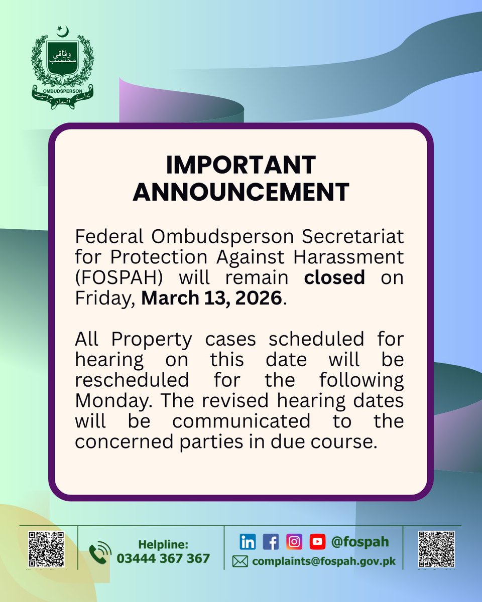 Federal Ombudsperson-Protection Against Harassment tweet media