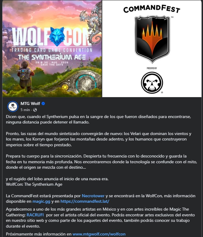 Nos vamos al Command Fest en Agosto gracias a <a href="/necrotower/">Necrotower</a> y a @mtgwolf