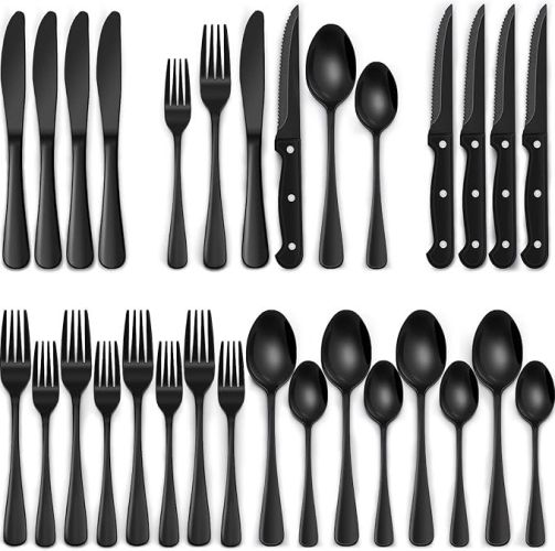 pinchoftyme's tweet image. Upgrade your table with the 24-Pc Black Stainless Steel Silverware Set 🔥
Service for 4 with steak knives—sleek, modern &amp;amp; durable.
👉 pinchoftyme.com/products/view/…
#BlackFlatware #SilverwareSet #TableSetting #HomeDining #PinchOfTyme