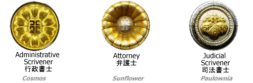 transgendererer's tweet photo. japan has a whole system of badges for lawyers and the like and its so compelling, im so jealous. can you imagine having a little (OFFICIAL!) badge to go on your little business suit. ecstacy. and its well designed! not like police badges. gauche! https://t.co/Et5qc6bffF