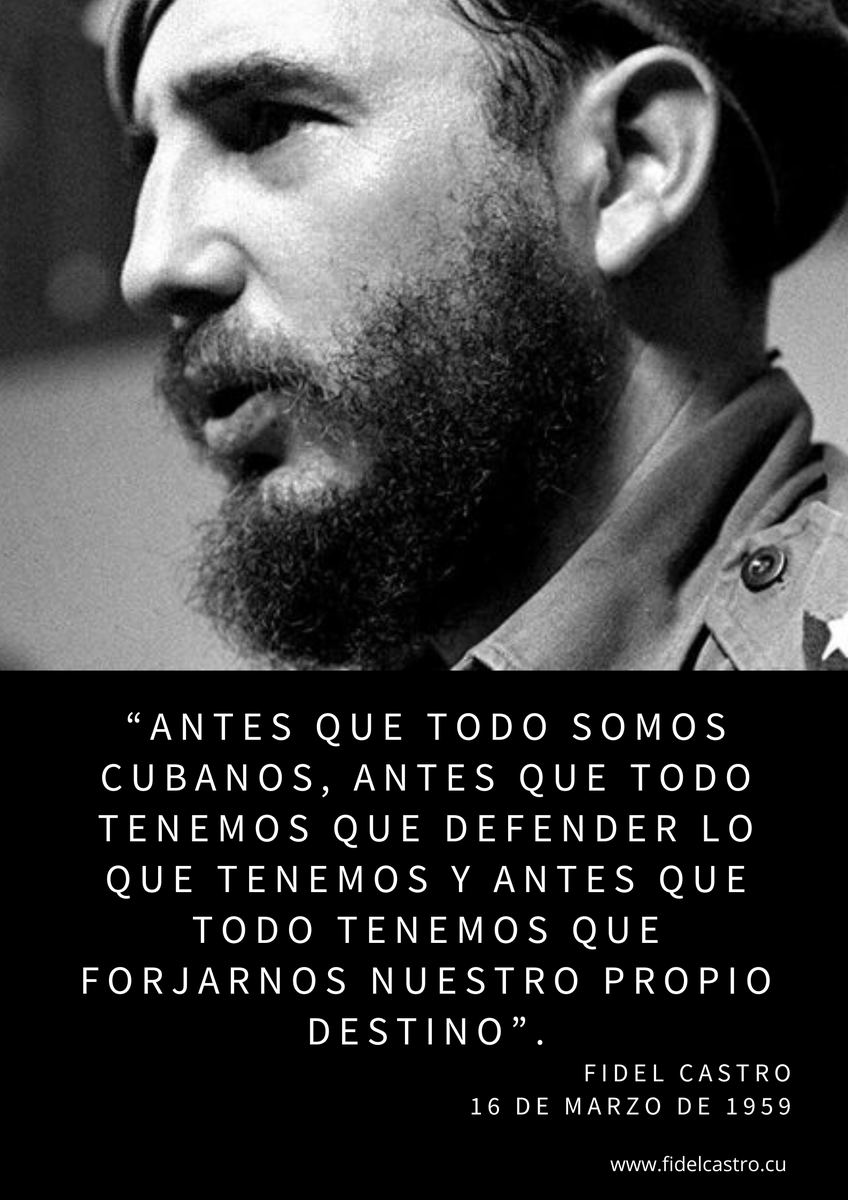 📅16 de marzo de 1959 🎙️#FidelCastro: “Antes que todo somos cubanos, antes que todo tenemos que defender lo que tenemos y antes que todo tenemos que forjarnos nuestro propio destino”.

fidelcastro.cu
#100AñosConFidel #Cuba #Revolución #SomosCuba #SomosContinuidad