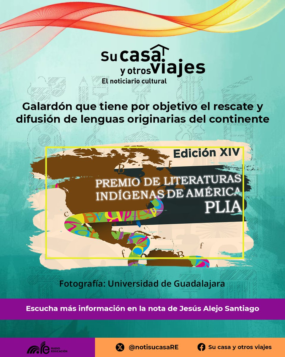 notisucasaRE's tweet photo. Se lanzó la convocatoria de la 14 del Premio de Literaturas Indígenas de América PLIA, que busca llegar a todos los países Latinoamericanos y otorgar el galardón a un autor(a) de una lengua indígena🥇

Escucha la nota de @jalejo para #SuCasaYOtrosViajes ⬇️
https://t.co/HmonkPLTUN https://t.co/LLw4MKNNql