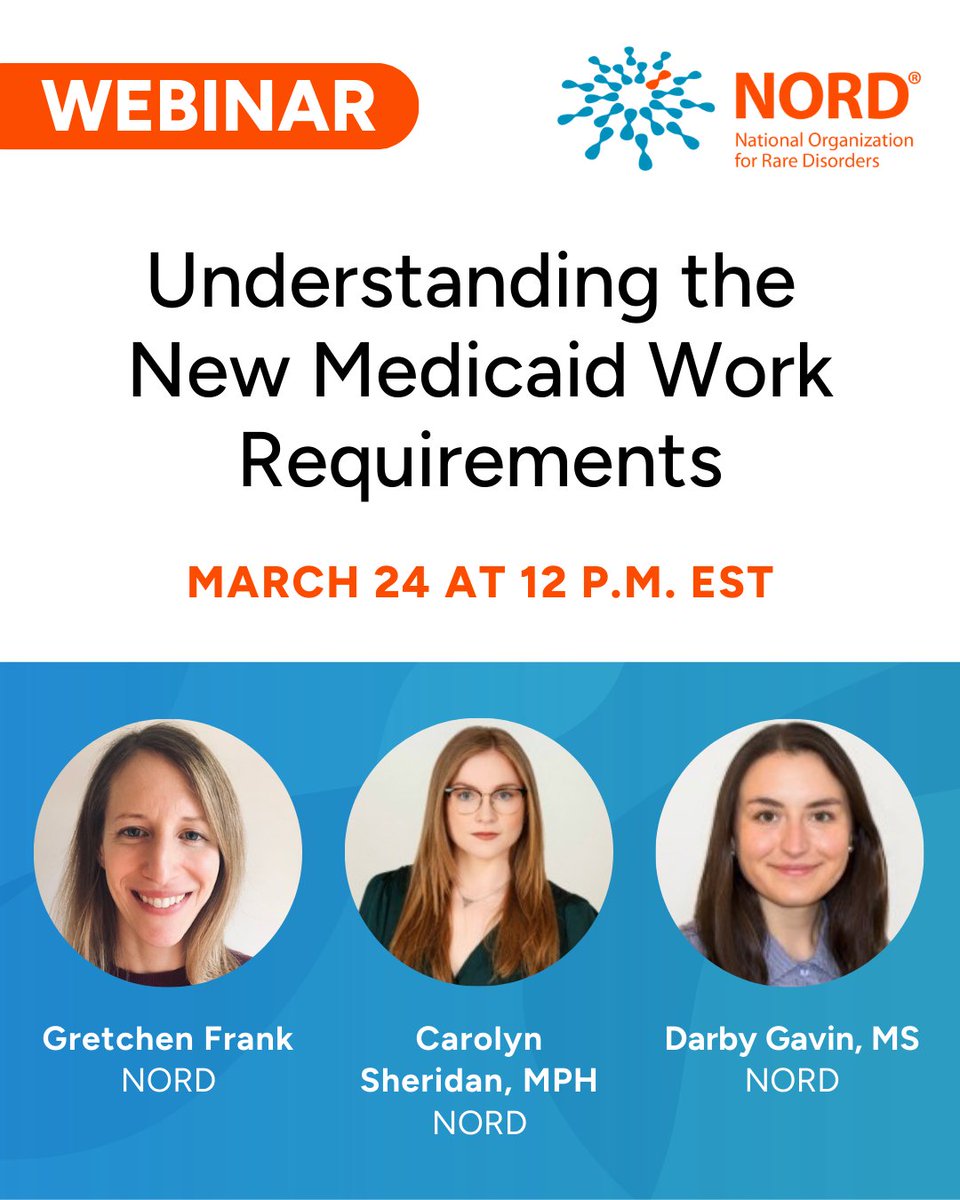RareDiseases's tweet image. #Medicaid changes are coming starting January 2027. Recipients may need to show work, school or volunteer hours to keep coverage.

Join #NORD’s webinar to understand what's coming, how we're fighting to protect access to care, and how you can join us: bit.ly/4daFpFi