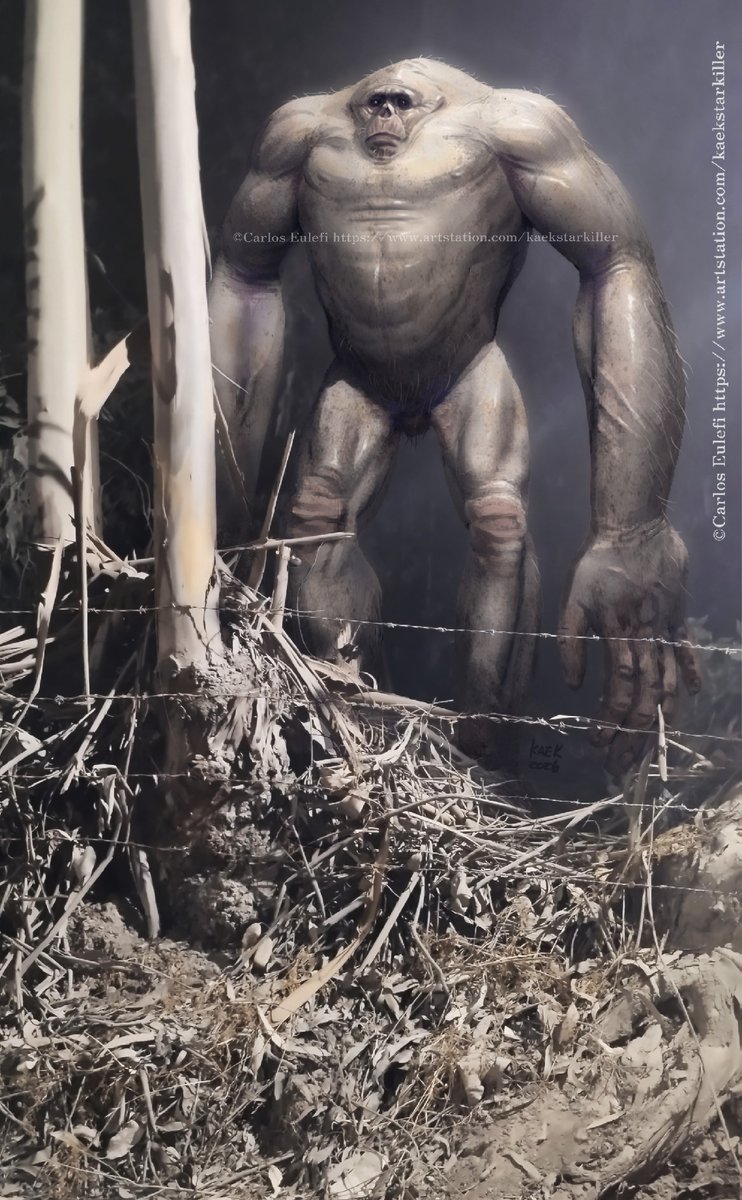 Kaek_art's tweet photo. Made a MURU, a tall headless monster with long arms  from chilean mythology, it appears just before earthquakes and natural disasters, there's even a police call describing that creature just before the 27-F 2010 earthquake, quick z-brush potato sketch+clip studio paint #Muru https://t.co/yq7osd1irM