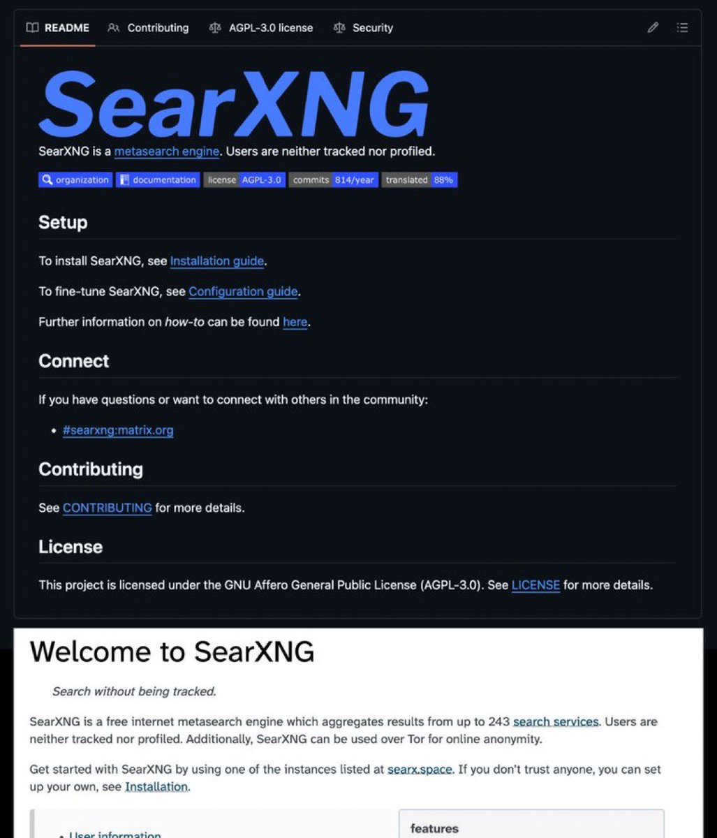 🚨 BREAKING: A developer just built a private search engine that checks Google, Bing, and 70+ sites at once without spying on you.

It's called SearXNG.

Think of it as your own private Google but you own it.

If Google is a search engine, SearXNG is every search engine.

What's