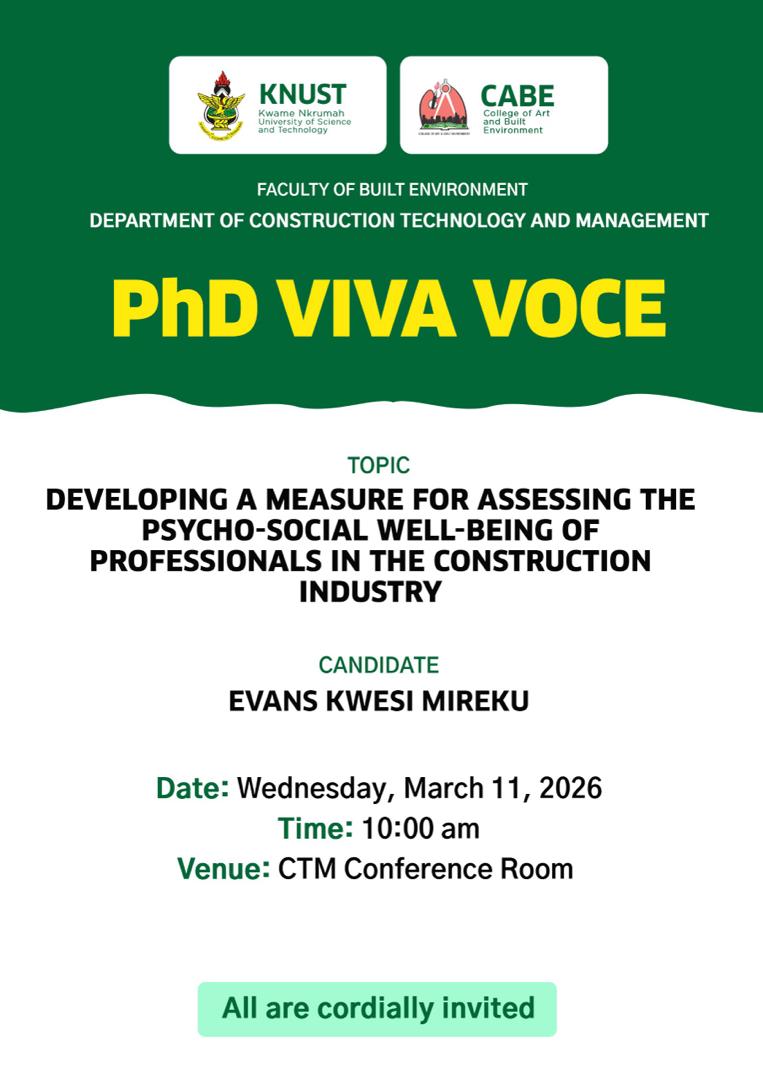 CONSTRUCTION TECHNOLOGY AND MANAGEMENT, KNUST tweet media