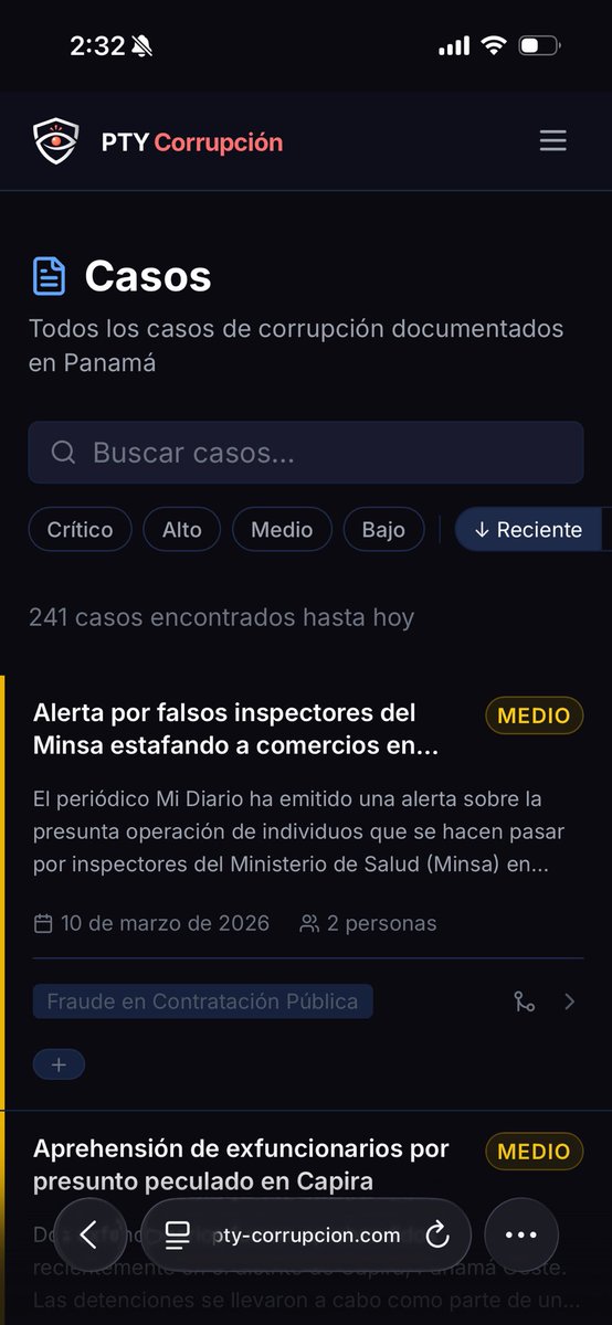 jcastaneda06's tweet photo. Hace una semaná saqué mi aplicación https://t.co/JPqZKaiu3j

Es una base de datos que recopila casos de corrupción reportados en periodicos digitales

Hoy agregué una nueva función:
Busqueda de casos de corrupción por persona

El objetivo es que la app sea una memoria latente. https://t.co/wAINRMBS4a