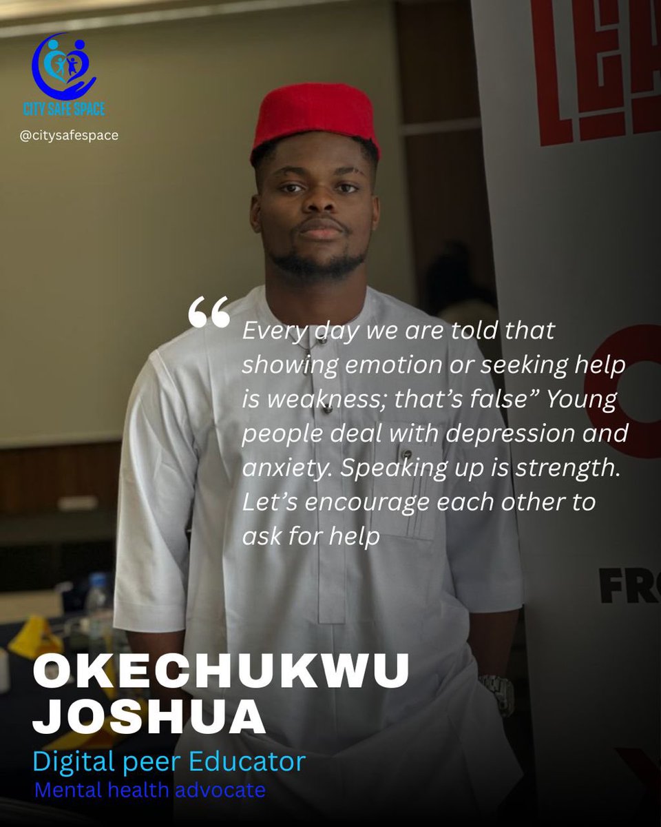 Chidera13Okoli's tweet photo. In a Society where everyone sees vulnerability as weaknes & cares less about mental health,
hereโs what our advocates says about mental health
@citysafespace
@Afriyanng
#DigitalPeerEducators2026
#CSSDPEProject
#DPE2026v https://t.co/bafvsaagti