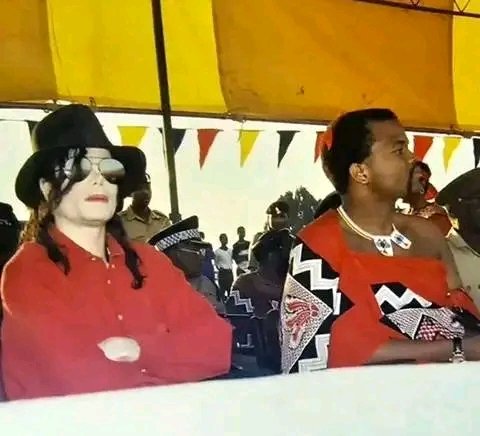 F1: Whitney Houston in the Kingdom of Swaziland in November 1994 during her tour titled "The Concert for a New South Africa". The visit to Swaziland was a diplomatic gesture. 
F2: Michael Jackson seated next to King Mswati III during his visit in Swaziland in July 1998.