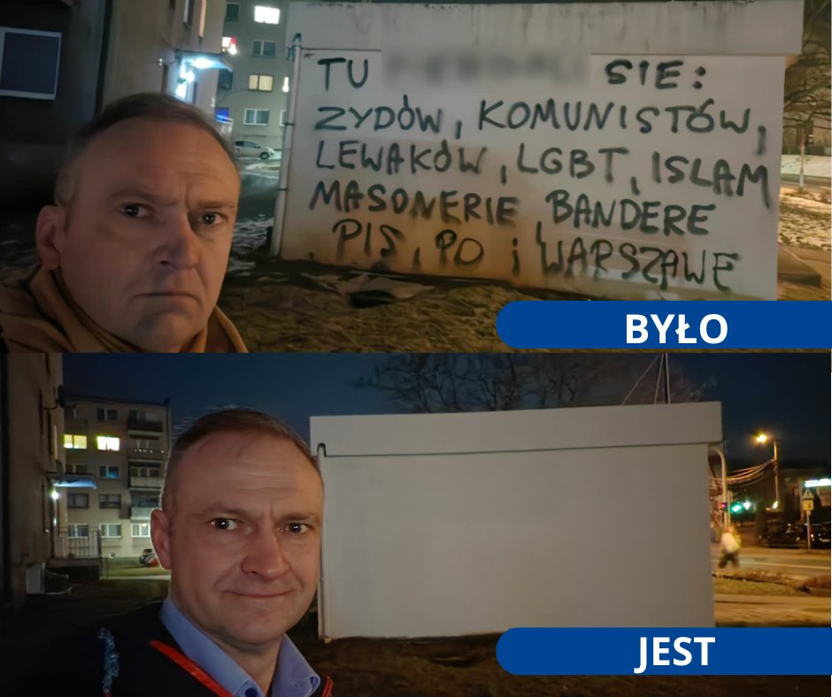 LejmanGaska's tweet photo. Po napisie w Kostuchnie będącym mową nienawiści nie ma śladu.
Takie treści mogą tworzyć fałszywy i krzywdzący obraz @miasto_katowice, które jest miastem otwartym – dla wszystkich, którzy chcą tu mieszkać, pracować i odpoczywać. Na hejt i mowę nienawiści nie ma zgody w Katowicach. https://t.co/I0IwLX2Bt2
