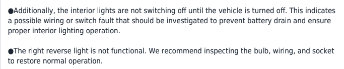 This is so real.

Had a buyer come with PPI guys who clearly weren’t familiar with German cars. We ended up taking the car to a proper VW garage.

Any VW owner will quickly point out these "ERRORS" were 1, the courtesy/theatre lighting delay and 2, one is a rear fog light