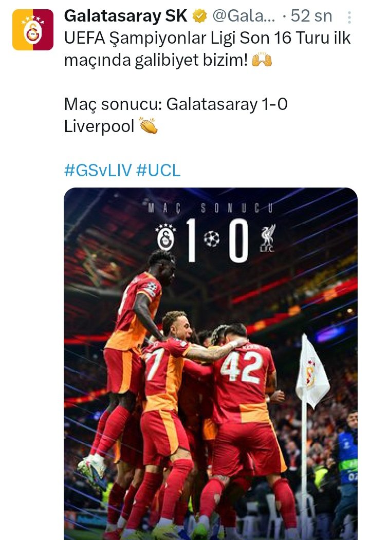 Görüldüğü gibi Futbol yeşil sahada oynanan bir ayak oyunudur. Masa başında dönen geyik muhabbeti değil #GSvLIV