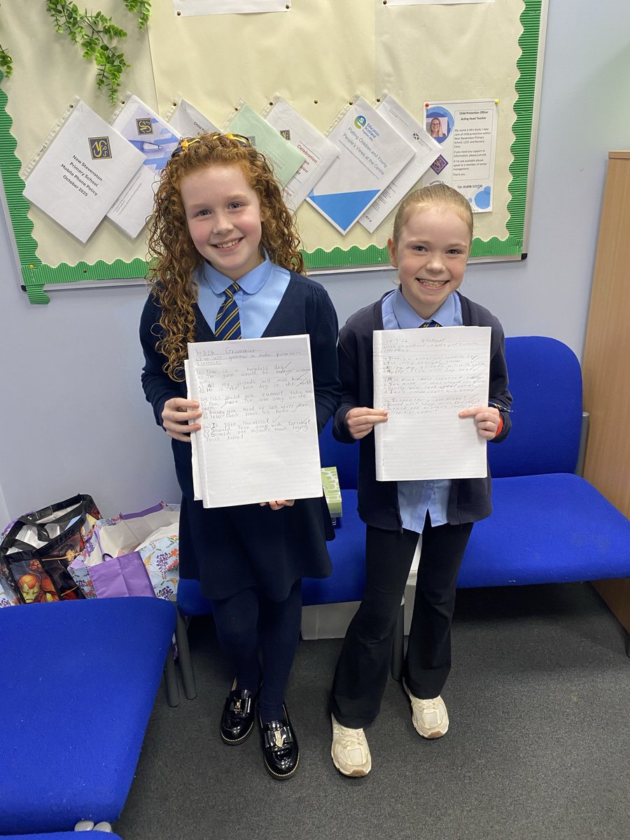 NewStevenstonPr's tweet image. Mrs Scott was delighted to receive a visit from these very hard working P4/5 pupils! Their literacy work was super impressive! Well done! #celebratingsuccess 💙🙌💙