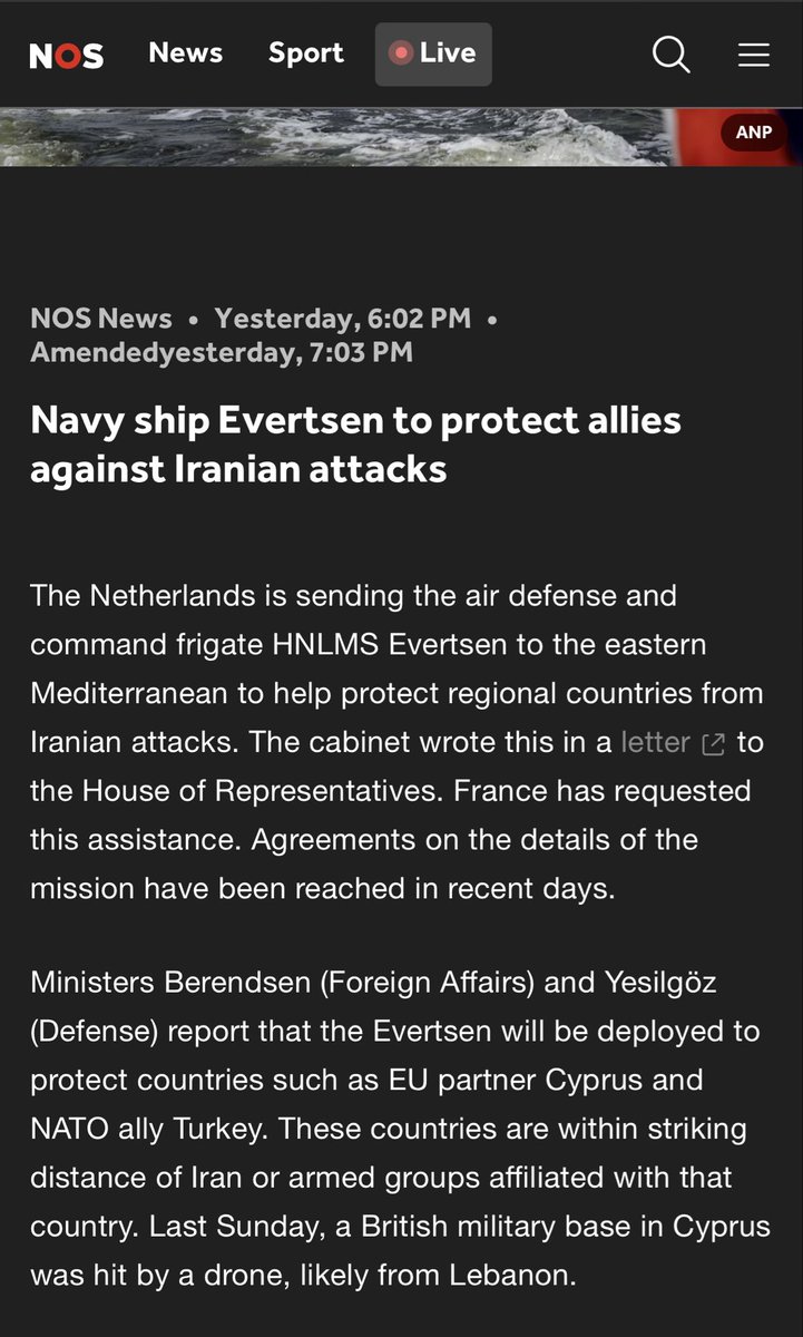 English: Israel and the US attack Iran out of the blue... And the Netherlands is going to help these international criminals because of what exactly? 

#IranWar