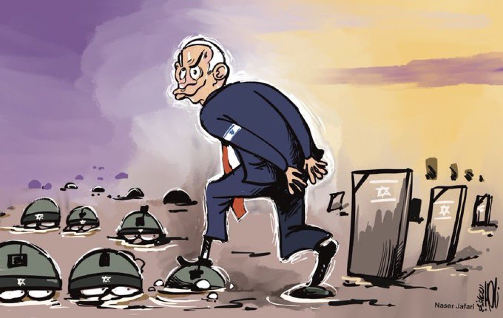 KSA_12_3's tweet photo. קריקטורה אקספרסיבית מאוד חושפת את האמת על נתניהו: הוא משתמש בצבא הישראלי כדי להשמיד את ישראל.
#اسرائيل #نتنياهو https://t.co/pitmiyjlVM