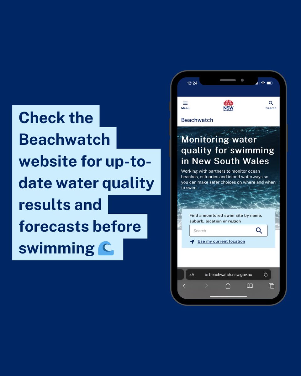 Many swim sites across Sydney and Central Coast areas may be impacted by stormwater pollution today due to recent rainfall. Check the web for info: beachwatch.nsw.gov.au/home
Always check for signs of pollution such as flowing drains, open lagoons and odours before swimming.