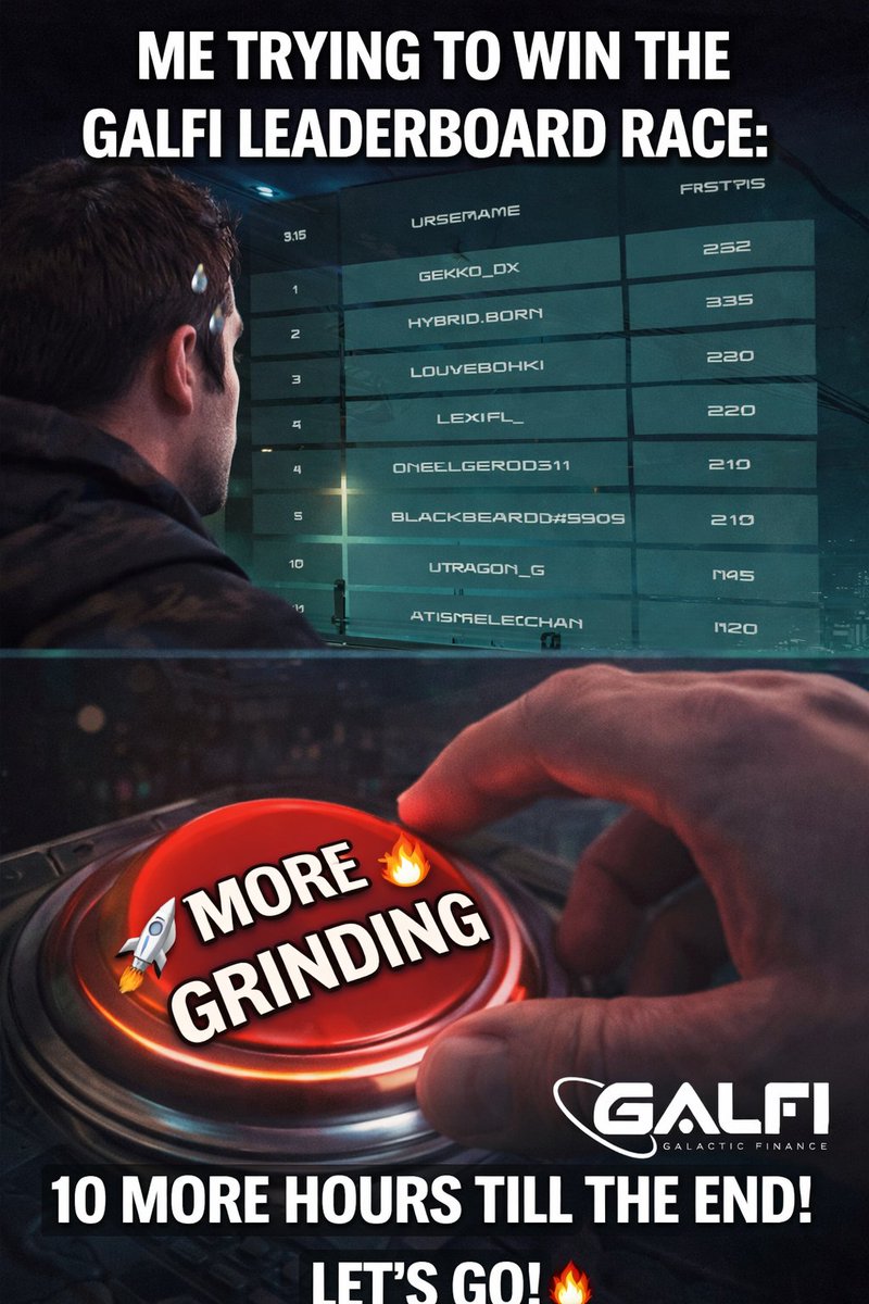 Final hours… time to grind harder 🚀🔥

<a href="/GalFiOfficial/">GalFi - Galactic Finance</a>