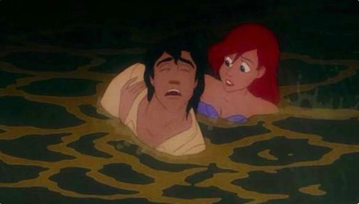 Friendly reminder that in most Disney movies, the leading couple begins their romantic relationship when the man saves the woman's life, but the exact opposite happens in The Little Mermaid.