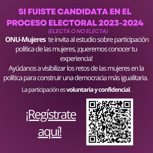 Si fuiste candidata en el proceso electoral 2023–2024, <a href="/ONUMujeresMX/">ONU Mujeres México</a>  te invita a participar en el Estudio Nacional sobre las Experiencias y Obstáculos en la Participación Política de las Candidatas.
Registra tu participación aquí:
docs.google.com/forms/d/e/1FAI…