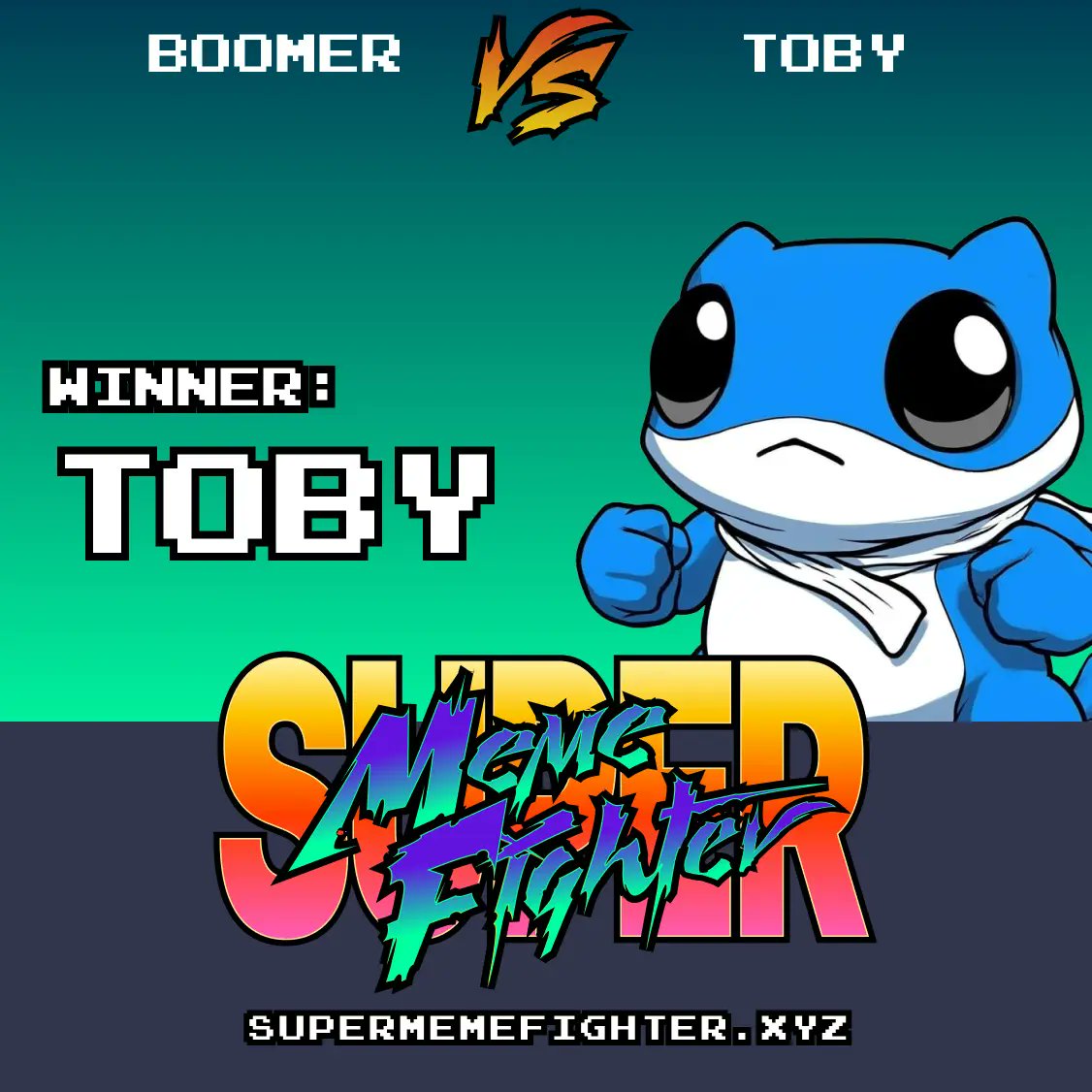 🏆 $TOBY takes the victory over $BOOMER! 💀

💹 PRICE PERFORMANCE
TOBY: 0.0%
BOOMER: -2.1%

💬 SOCIAL SCORE
TOBY: 0
BOOMER: 0

💥 ATTACKS COUNTER
TOBY: 0
BOOMER: 0

#SuperMemeFighter #P2E #SMF