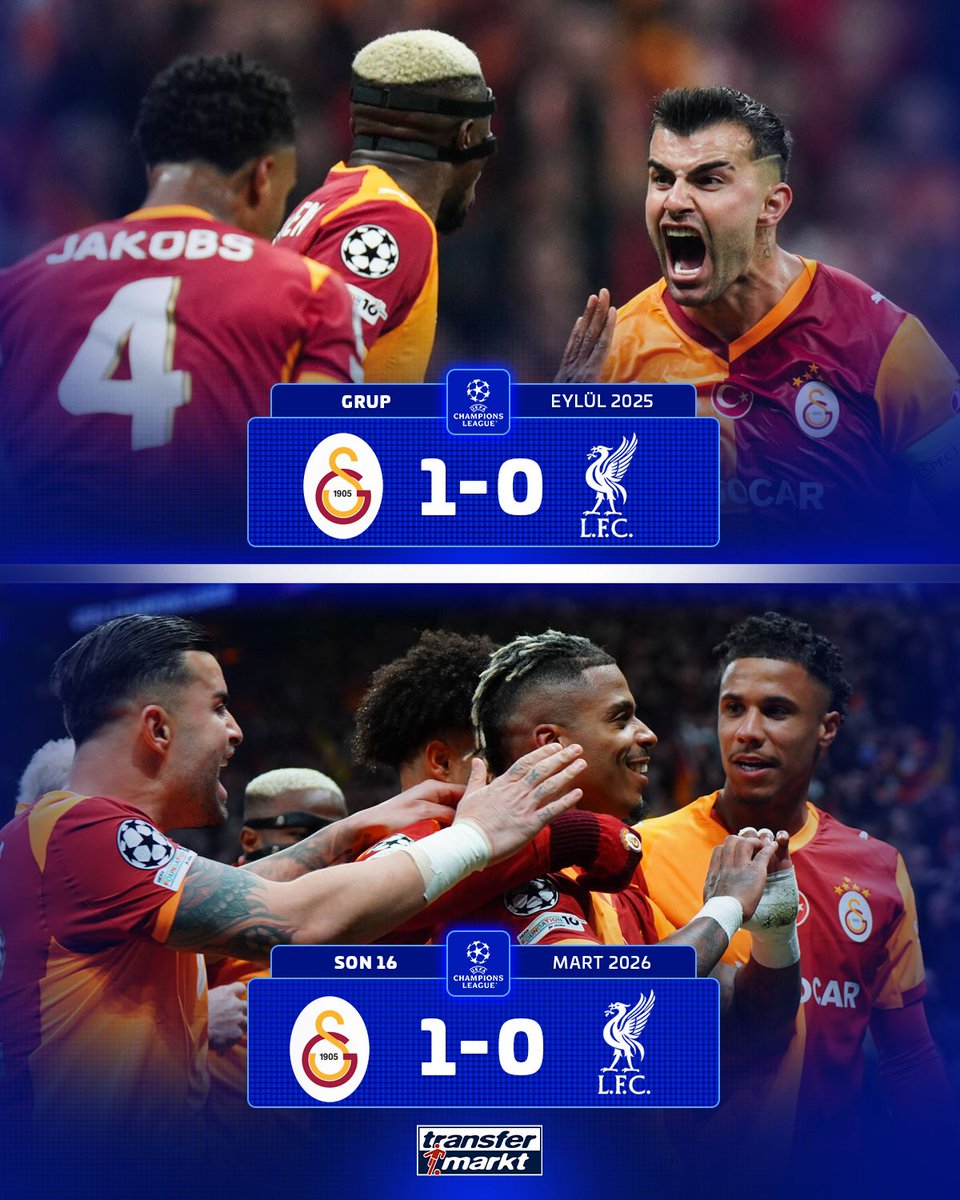 Şampiyonlar Ligi favorilerinden Liverpool'u bir sezonda 2 kez yenme gururunu bizlere yaşatan Galatasaray'ımıza kocaman teşekkürler.