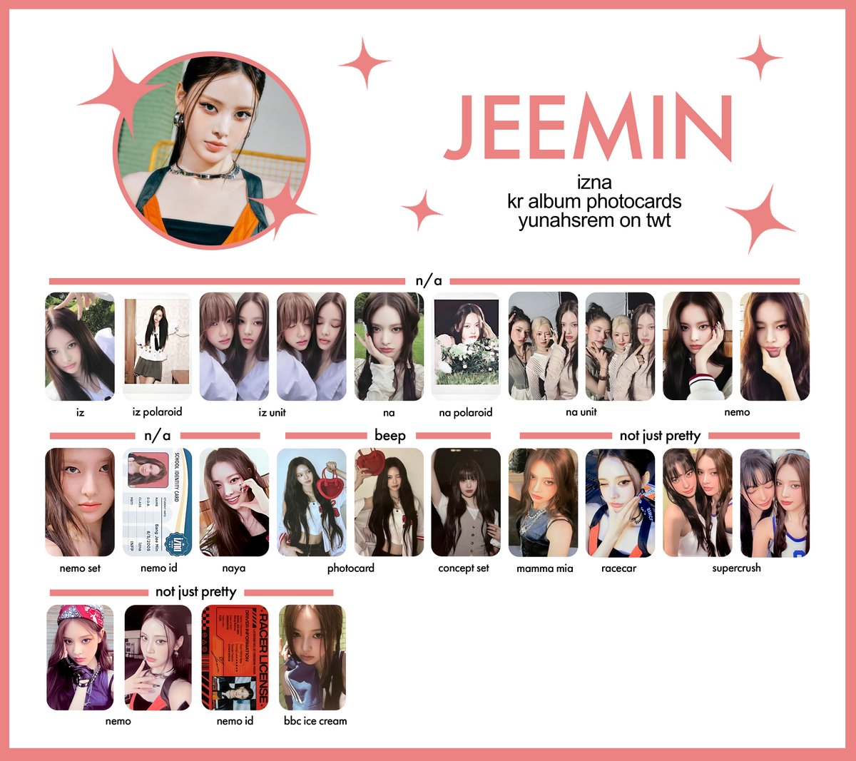 yunahsrem's tweet photo. izna 이즈나 photocard 포토카드 template
all korean albums

hd: https://t.co/0h1oSdNwYX

mai 마이 jeemin 지민 jiyoon 지윤 koko 코코 sarang 사랑 jungeun 정은 saebi 세비 https://t.co/jenFTWI3iP