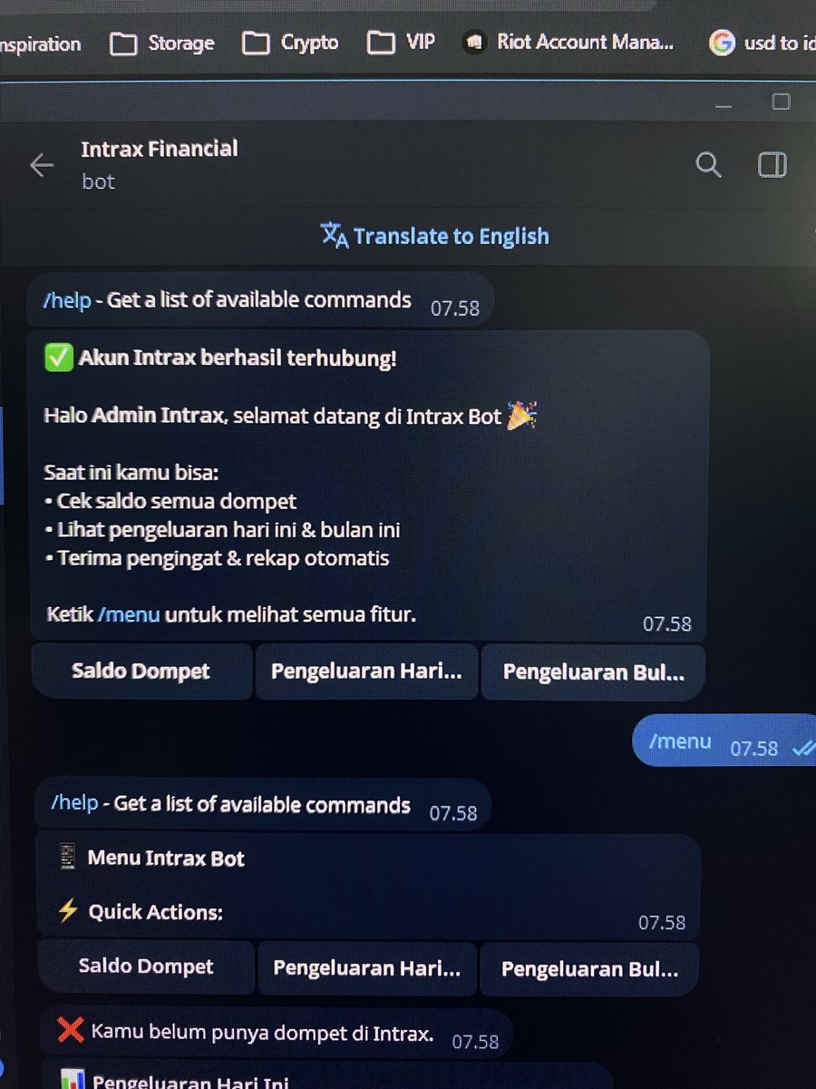 chrisnuEXE's tweet photo. akhirnya update baru Financial Tracker Intrax, sekarang setiap 2xsehari
- Jam 12.00 WIB
- Jam 21.00 WIB
akan ada notifikasi pengingat untuk tidak lupa catat keuangan

dan ada laporan analisis keuangan otomatis setiap hari Minggu dan awal bulan (tanggal 1).

all feature via tele. https://t.co/MOUo9PyGpP