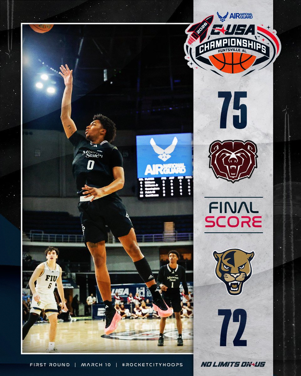 ConferenceUSA's tweet photo. The Bears are onto the Quarterfinal Round 🐻

@MoStateMBB | #RocketCityHoops