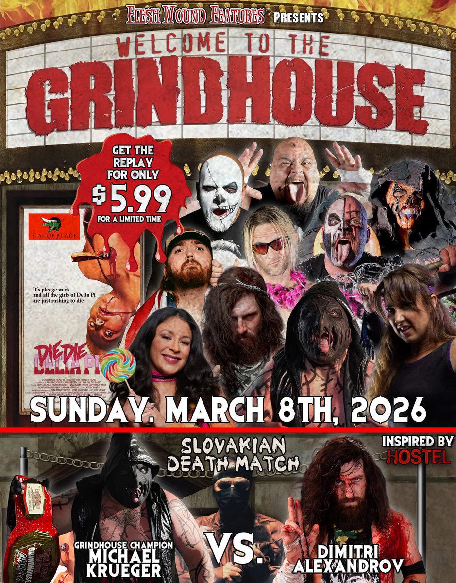 FleshWoundRadio's tweet photo. https://t.co/b9swlGDIii #ProWrestling #FleshWoundFeatures #HorrorCommunity #Hostel #BasketCase #BasketCaseMatch #SlovakianDeathMatch #DeathMatch #LAEvents #CaliforniaWrestling #SoCalWrestling #RevengeOfTheNerds #DevilsBrigade #Creepshow #WrestlingPPV #Patreon #MutantFam https://t.co/eRDJmCeD8u