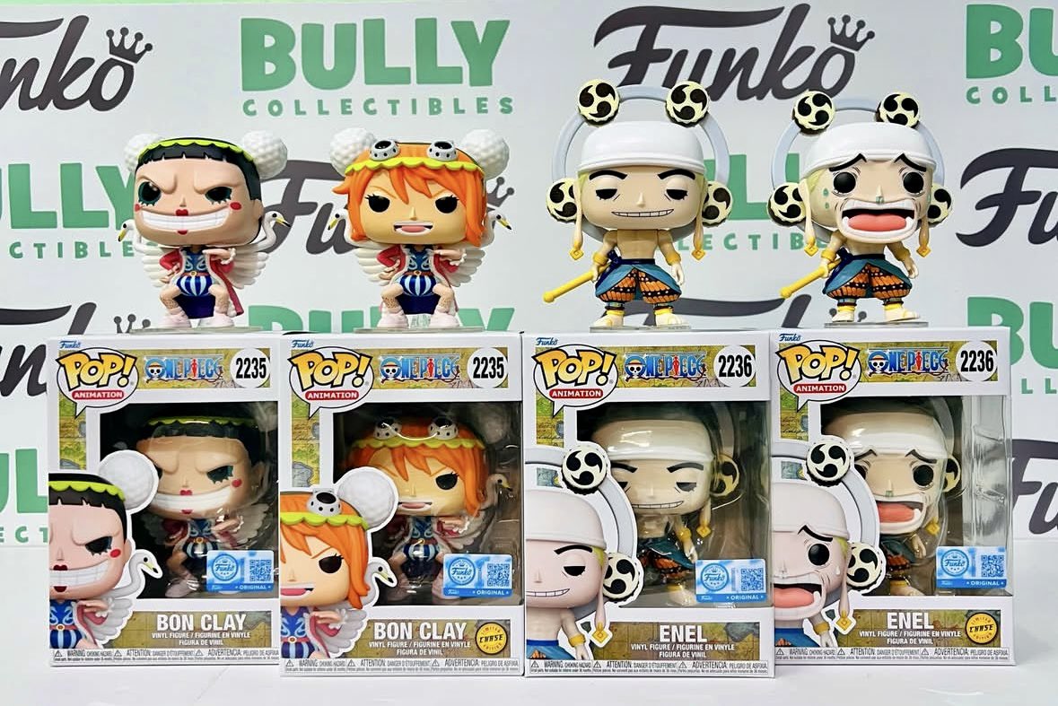 In hand and OOB with the new One Piece Bon and Enel Funko POPs! Both with chases!

Bon clay would be awesome as a mystery POP! One for each crew member ~

Thanks @originalbullycollectibles ~ #OnePiece #FunkoPOPNews #Funko #FunkoPOP